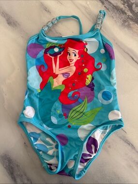 DISNEY STORE NWT Kids Turquoise Ariel Mermaid REVERSIBLE One-Piece Swimsuit